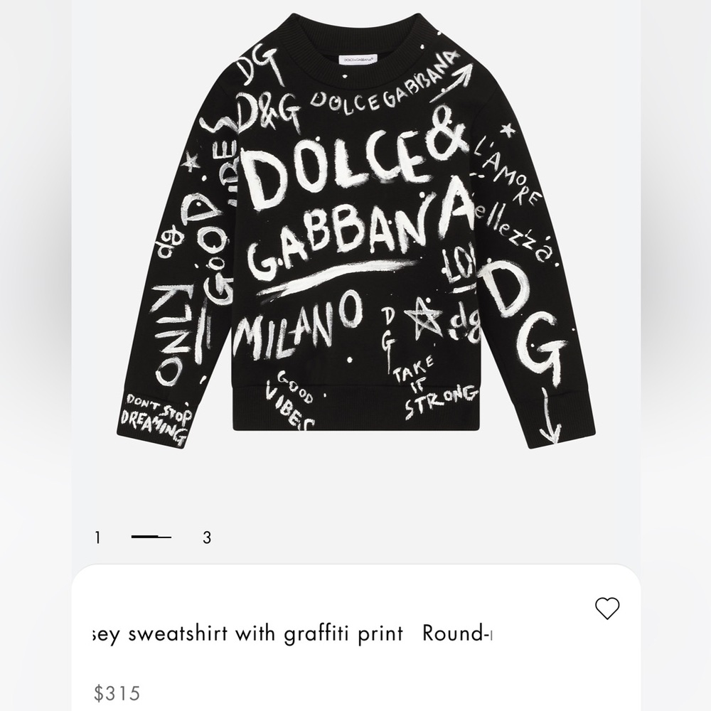 Dolce and Gabbana sweat shirt for a toddler size 5 worn once